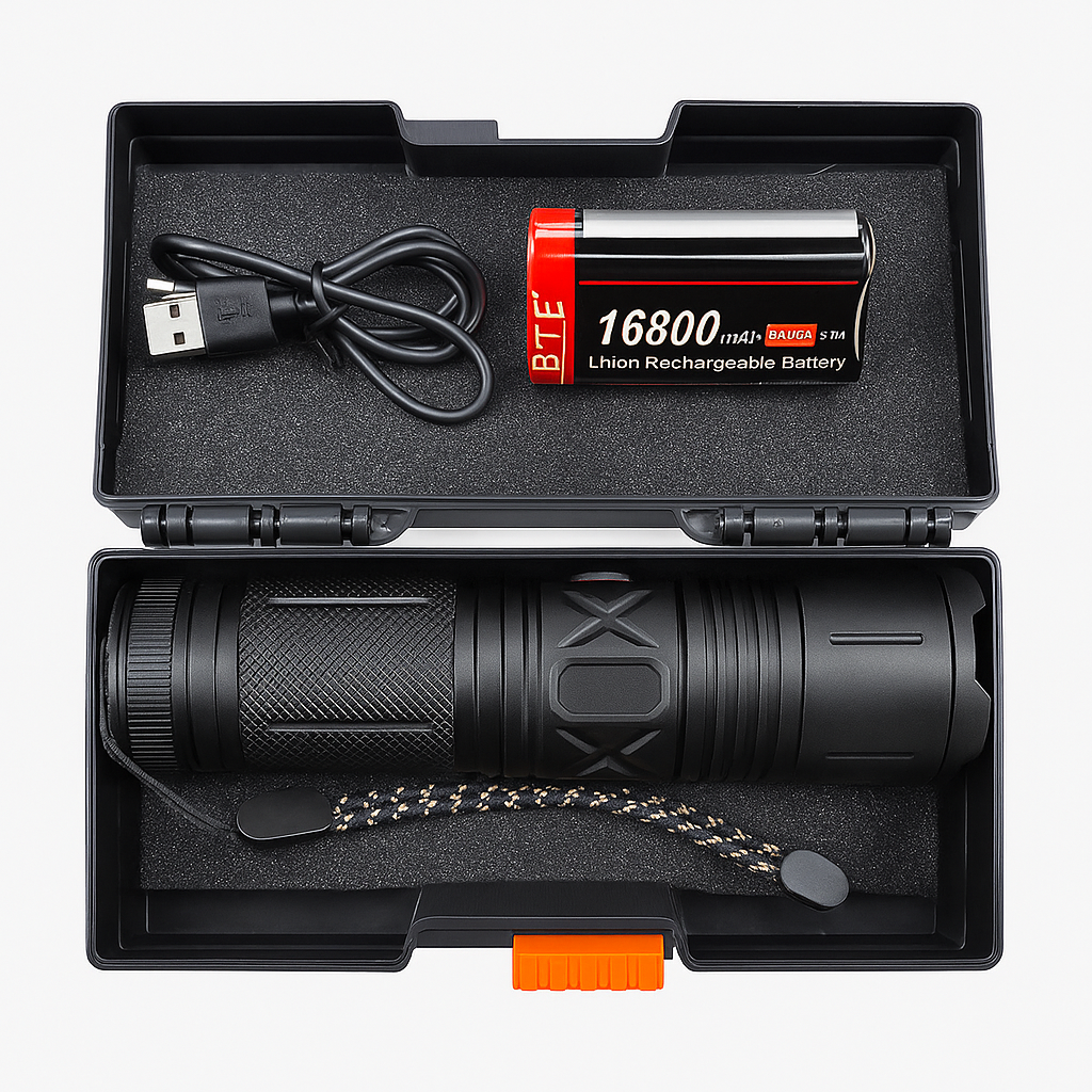 High-Power Rechargeable LED Flashlight Kit